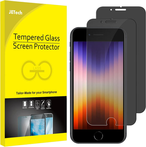 JETech Privacy Screen Protector for iPhone SE 3 (2022 3rd Edition) 4.7-Inch, Anti Spy Tempered Glass Film, Case Friendly, 2-Pack......